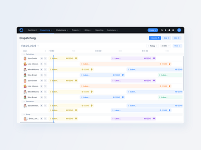 Web App / Dispatching / Calendar fields