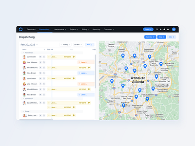 Web App / Dispatching / Calendar / Map fields