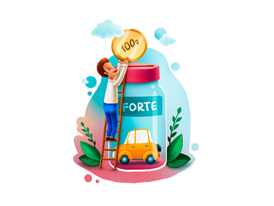 Forte.kz Bank illustration animation bank cartoon finance illustration money savings