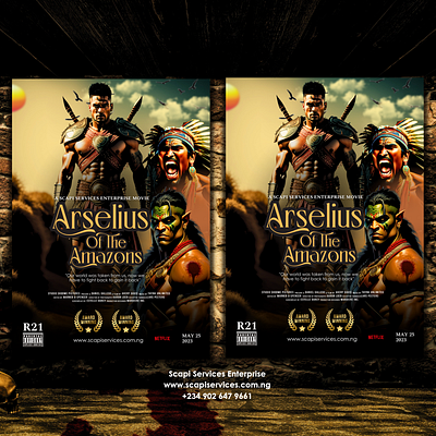 Arselius of the Amazons movie poster. 3d banner branding design film graphic design illustration logo movie movie poster poster poster design typography ui ux vector