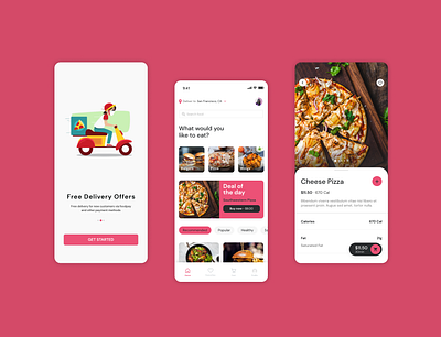 Food Delivery App adobexd appdesign design figma food deliveryapp pizzaapp ui uidesign uidesigner uiux ux design