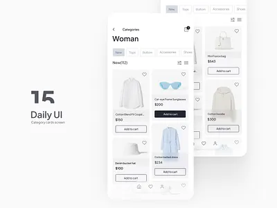 Daily UI #15 - Category cards screen brand button cards categories category cloth clothing dailyui design ecommerce interface minimalist minimalistic mobile mobileapp shop shopping ui uiux ux