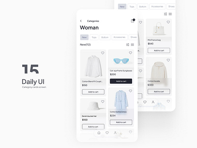 Daily UI #15 - Category cards screen brand button cards categories category cloth clothing dailyui design ecommerce interface minimalist minimalistic mobile mobileapp shop shopping ui uiux ux