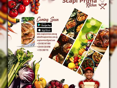 Scapi prima kitchen poster design. 3d banner branding design flyer graphic design illustration logo poster typography ui ux vector