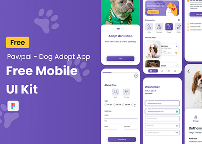 Pawpal - Dog Adopt Mobile App app design figma logo ui uidesign uiux ux