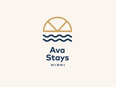 AvaStays - Miami Luxury Rental Management accomodation architecture beach branding golden logo design miami palladian window real estate rentals stays sunny vacation rental warm logo water and sun