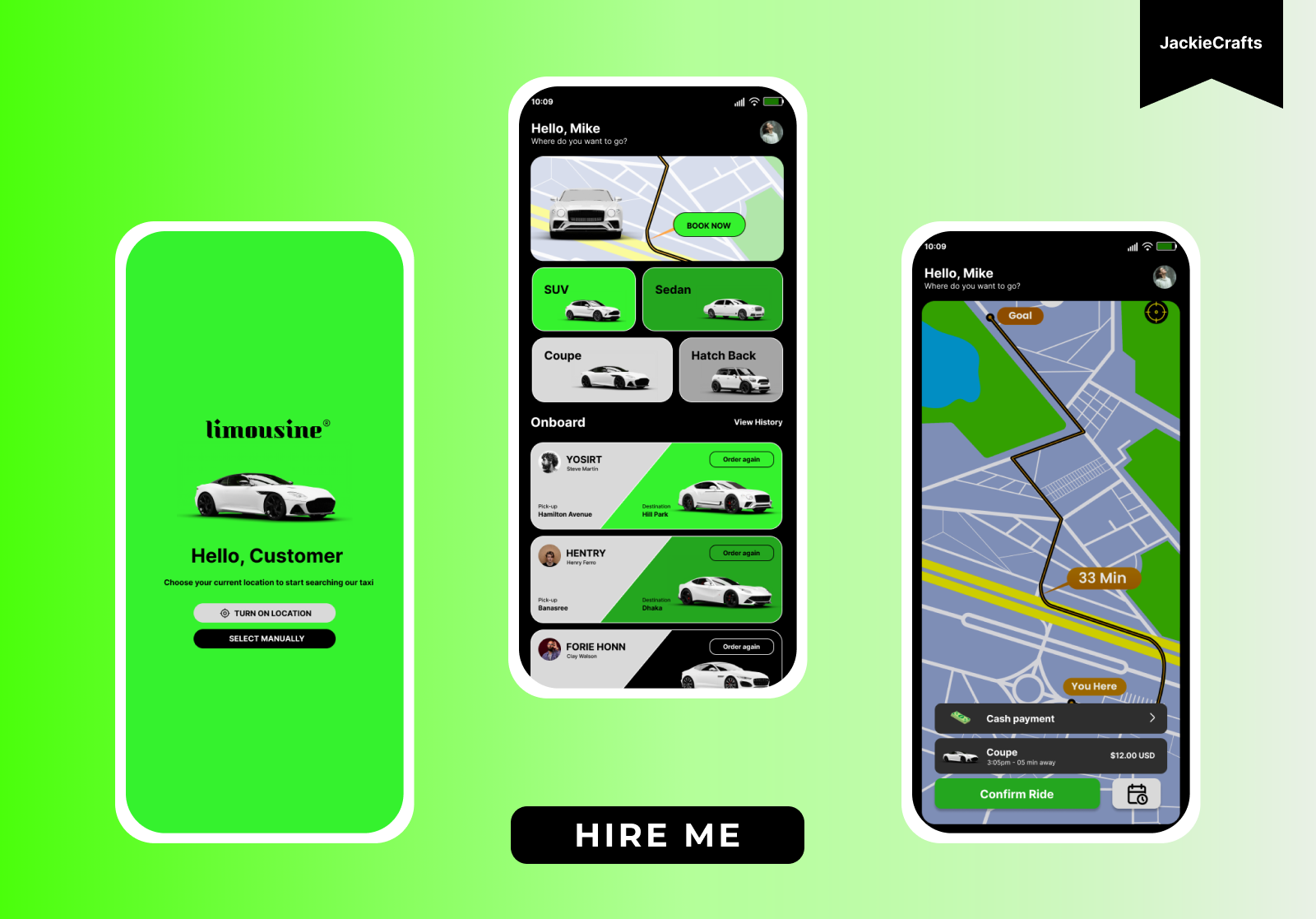 Cab Booking App Design by Jackie Crafts on Dribbble