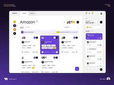 #1 Heywork - Recruitment WebApp Concept application design employee employer enrollment flat hr hr managment hr tool interface job managing minimalism recruiting recruitment ui ux web application webapp work