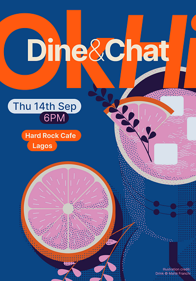 OkHi Dine & Chat - Sep 2023 invite branding graphic design