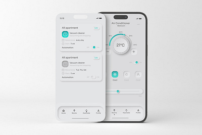 Smart home - mobile app air conditioner app buttons checkbox chevron content dashboard design design system dropdown fab figma floating grid smart home ui ui design ux ux design