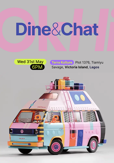 OkHi Dine & Chat - May 2023 invite graphic design