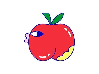 Apple Bottom apple bite brooklyn character design eye fruit graphic design icon illustration logo new york new york city nyc shiny sticker stickers