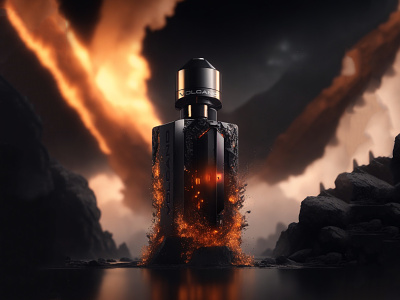 Volcano Perfume - Art Direction ai art direction branding futuristic label design logo packaging design perfume bottle perfume brand volcano