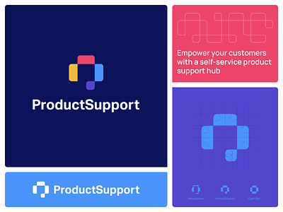 ProductSupport abstract box brand identity branding colorful creative customer support daniel bodea geometric headphone help kreatank p letter product support stylized support tech technology visual identity