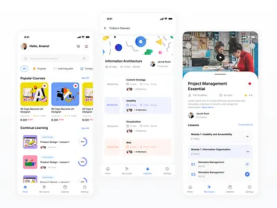 Learning App android branding color design design system digital dribbbleweeklywarmup education app figma illustration illustrator ios learning app logo ui uidesign uiux uiux design xd