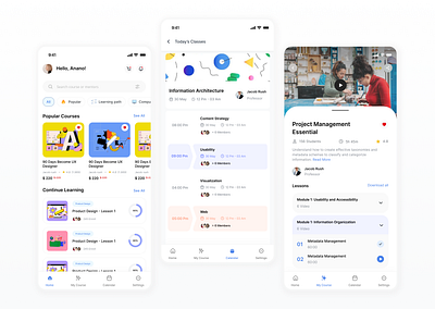 Learning App android branding color design design system digital dribbbleweeklywarmup education app figma illustration illustrator ios learning app logo ui uidesign uiux uiux design xd