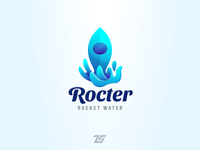 Rocter "Rocket Water" 3d amazing logo art awesome logo branding colorful creative design gradient logo graphic design identity illustration logo logos nature rocket symbol technology transportation water