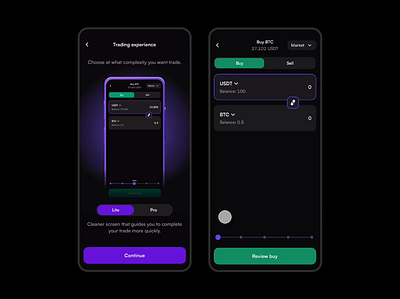 Crypto trading app - Lite trading flow animation bitcoin blockchain crypto crypto app crypto trading crypto wallet finance fintech mobile app mobile design mobile ui trading ux
