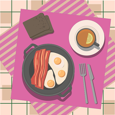 завтрак бекон завтрак иллюстрация яичница