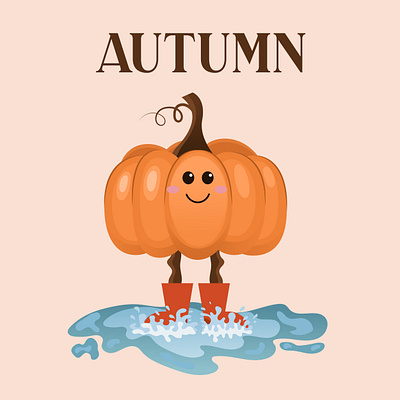 Pumpkin in rubber boots autumn character design designer flat illustration graphic design illustration pumpkin sticker vector