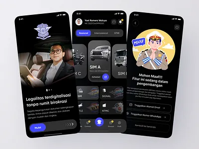 Traffic Police Mobile Application - Korlantas POLRI app branding car dark mode design drive gov graphic design illustration integrated korlantas mobile police polisi ride riding road traffic ui ux