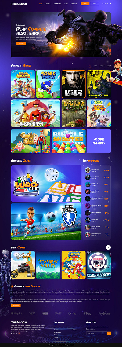 Game Landing Page Design banner branding design game graphic design illustration logo ui vector website
