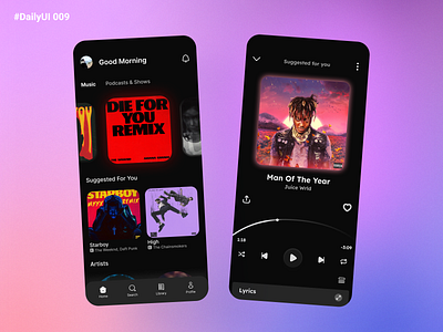 Daily UI 009 - Music Player app design dailyui dailyui9 dailyuichallenge design figma mobile app mobile design mobile music player music music player product design ui ui ux design ux design