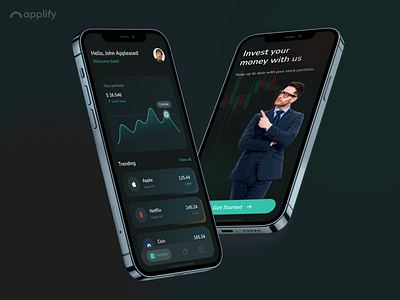 Stock Market App Dashboard - UI Design app app design app screens applify design illustration investment mobile app design stock stock market trading ui ui design