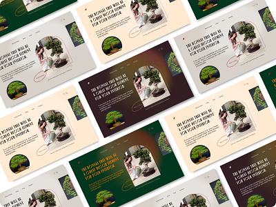 Concept for bonsai tree shop design landing ui