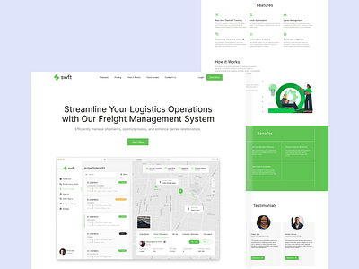 B2B for SWFT (Freight Management System) Landing Page. b2b b2b design b2b landing page b2b landing page design business to business design design figma figma design saas design saas landing design ui ui design uiux design ux ux design