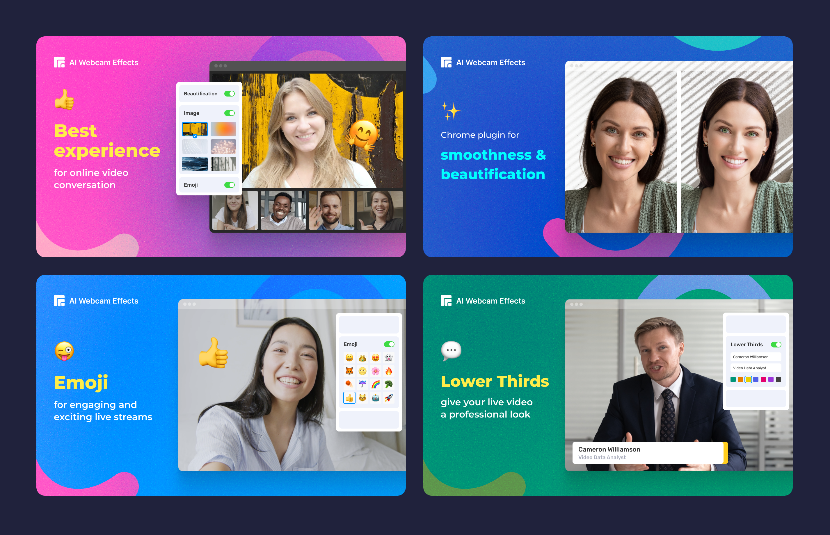 Webcam Effects Extension Website ui