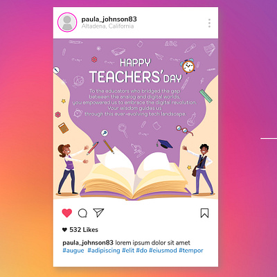 Social media post for Teacher's Day branding design graphic design graphics illustration instagram instagram post motion graphics post social media typography ui ux vector