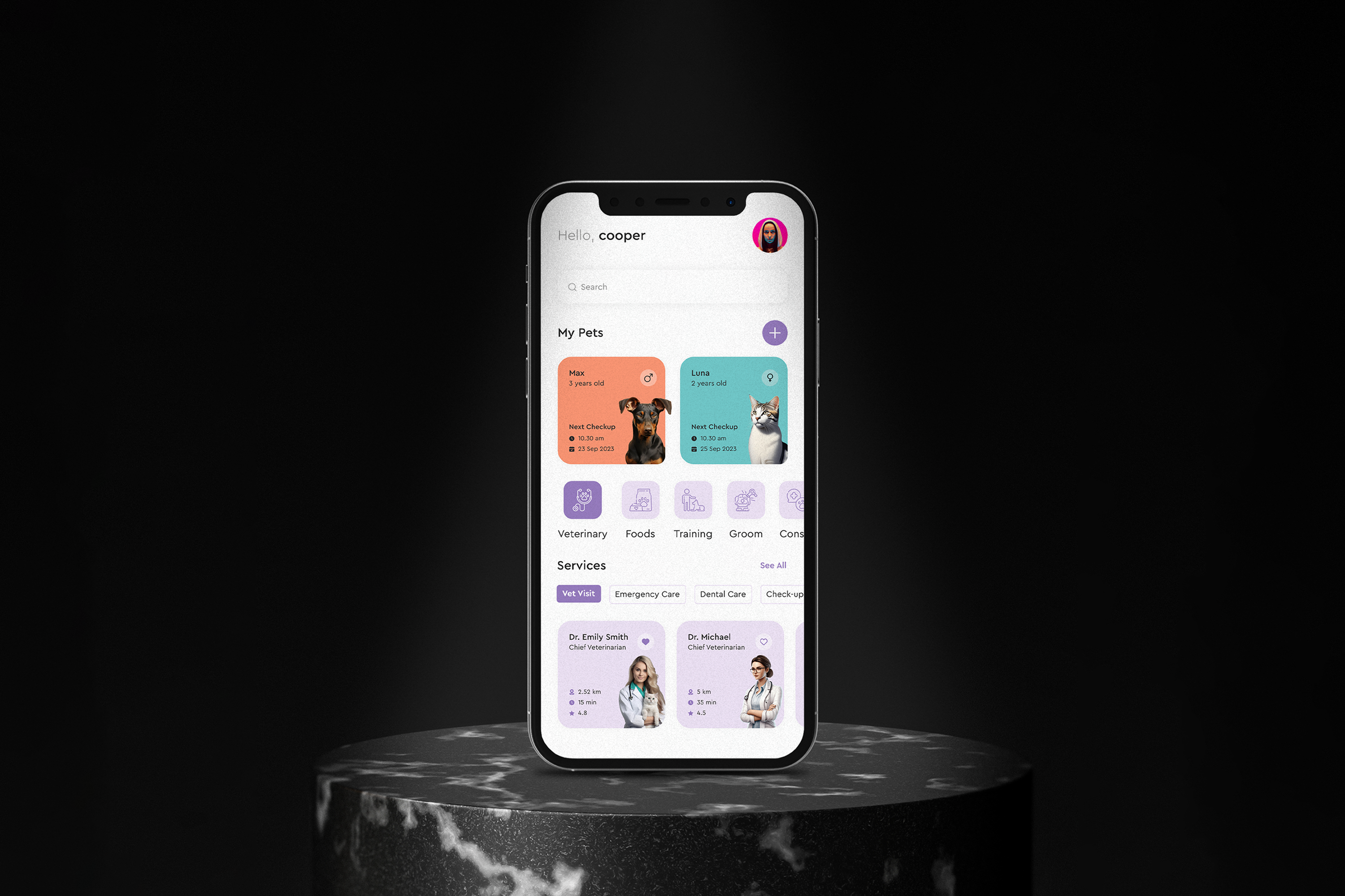 FurLife Care- One-Stop App for Pet Health and Happiness app application dashboard design mobile app pet care pet grooming pet healcare pet shop ui uiux ux vet