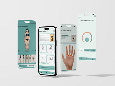 AcuHeal - Assisting Acupressure Treatment 3d model acupressure app app design design lifestyle lifestyle app lifestyle app design medical medical app medical app design minimal ui ui design ux ux design virtual reality vr