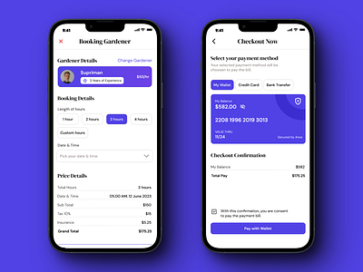 Order Detail & Checkout Page - Gardener Booking App app booking app checkout page design illustration logo mobile mobile app mobile design order detail page order page order page mobile app ui uiux ux