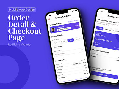 Order Detail & Checkout Page - Gardener Booking App app booking app checkout page design illustration logo mobile mobile app mobile design order detail page order page order page mobile app ui uiux ux