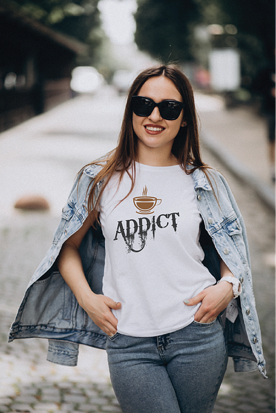 Coffee Addict Typography T-shirt Design design graphic design illustration logo typography vector web design