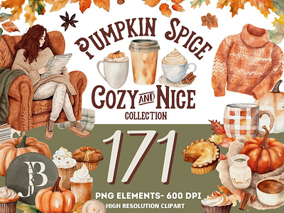 Pumpkin Spice Fall Clipart Set autumn flowers autumn girl autumn graphics autumn watercolor coffee clipart coffee illustration fall clipart fall graphics fall watercolor pumpkin pumpkin clipart pumpkin illustration pumpkin spice pumpkin spice fall clipart set sweater clipart sweater weather watercolor