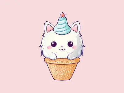 Cute Kawaii Cat Ice-Cream adobe illustrator cat ice cream catillustration chibi cute cutecatart illustratedcats kawaii ice cream kawaiikitties meowvector vectorcats vectormeow