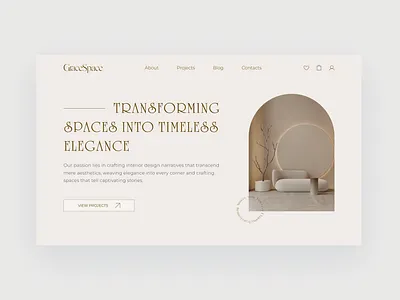Interior Design Landing about us arc benefits brown design figma footer furniture hero page homepage interior landing minimalist modern nude soft steps ui ux website