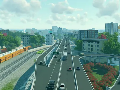 3D Model Animation: Elevating Bangladesh's Expressway Flyover 3d animation 3d max 3d model animation architect animation illustration motion design motion graphics