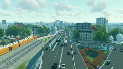 3D Model Animation: Elevating Bangladesh's Expressway Flyover 3d animation 3d max 3d model animation architect animation illustration motion design motion graphics