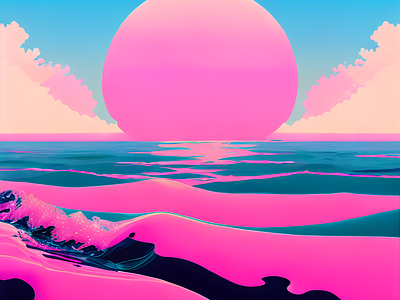 Sunset 80年代 design graphic design illustration vaporwave 日落 海滩