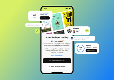 Book app for buddies app design gradient interface mobile mobileapp ui