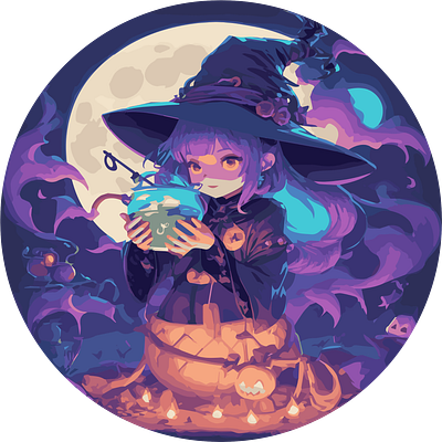Halloween Witch Moonlight abstract art aesthetic aesthetic print aesthetic printable aesthetic wall art anime artist design halloween illustration logo retro ui witch