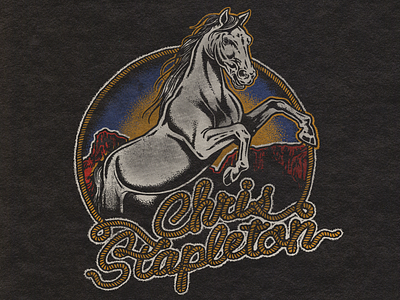 STAPLETON WHITE HORSE 70s 80s americana band band tee country country music desert horse illustration merch nashville retro rock and roll rocker rope type screen print tee tour merch western