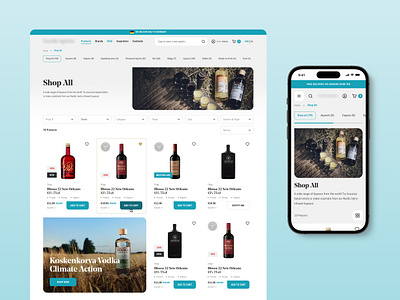 Ecommerce website for Nordic beverages shop alcohol design drinks ecommerce mobile shop store ui ux web webdesign