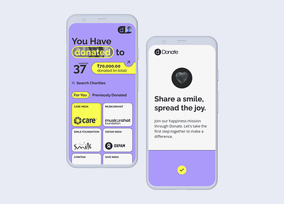 Donate - charity app concept app design ui ux