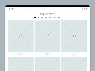 Owen Scott | Website Wireframe - Collection Page category page collection page ecommerce high fidelity high fidelity wireframe owen scott shopify wireframe