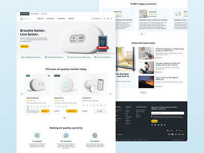 Indoor Air Quality Monitors Website Design air airquality ecommerce homepage product pod shop store ui ux web webdesign